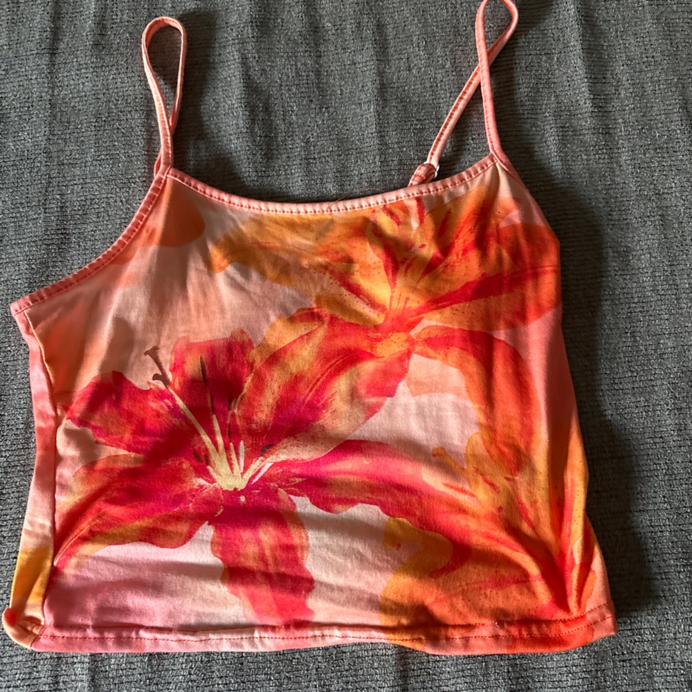 NEVER WORN SHEIN Pink and Orange Fitted Crop Camisole